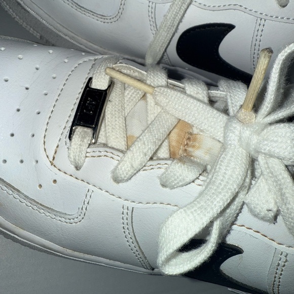 Nike White and Black Air Force 1 Sneakers - Picture 7 of 9